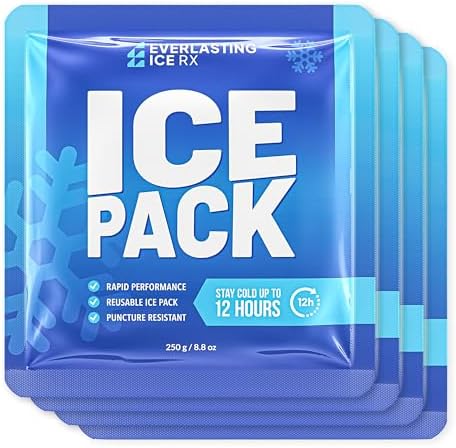 Reusable Ice Packs for Coolers and Lunch Box, Long Lasting 12 Hours, 4 Pack