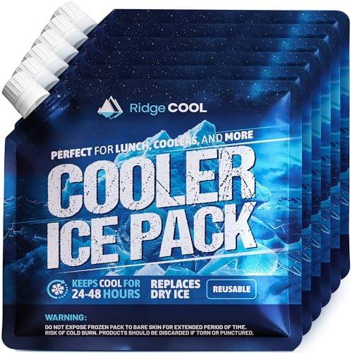 6 Pack Refillable Ice Packs for Cooler, Long Lasting Reusable Freezer Packs