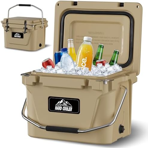 Portable Insulated Hard Cooler, 5-7 Days Ice Retention Chest, Rotomolded Cooler with Large Carry Handles, Heavy Duty Coolers for Camping Picnics Fishing Work Lunch Sports Golf Travel